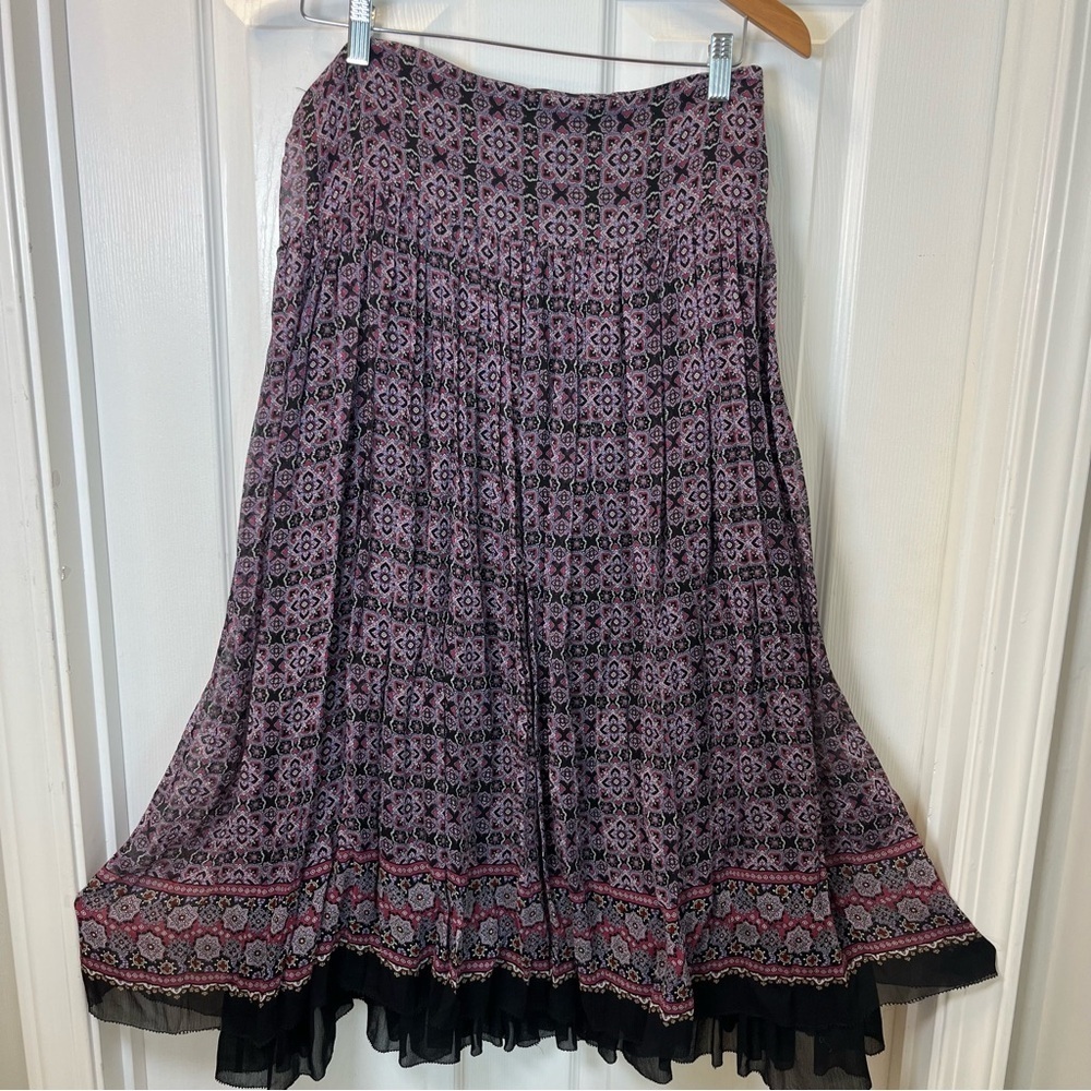 Laura Ashley Silk Floral layered Women's Midi Skirt Fully lined Size 16 Boho - Picture 11 of 11
